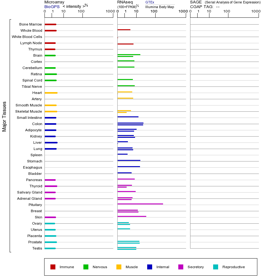 Gene expression across tissues