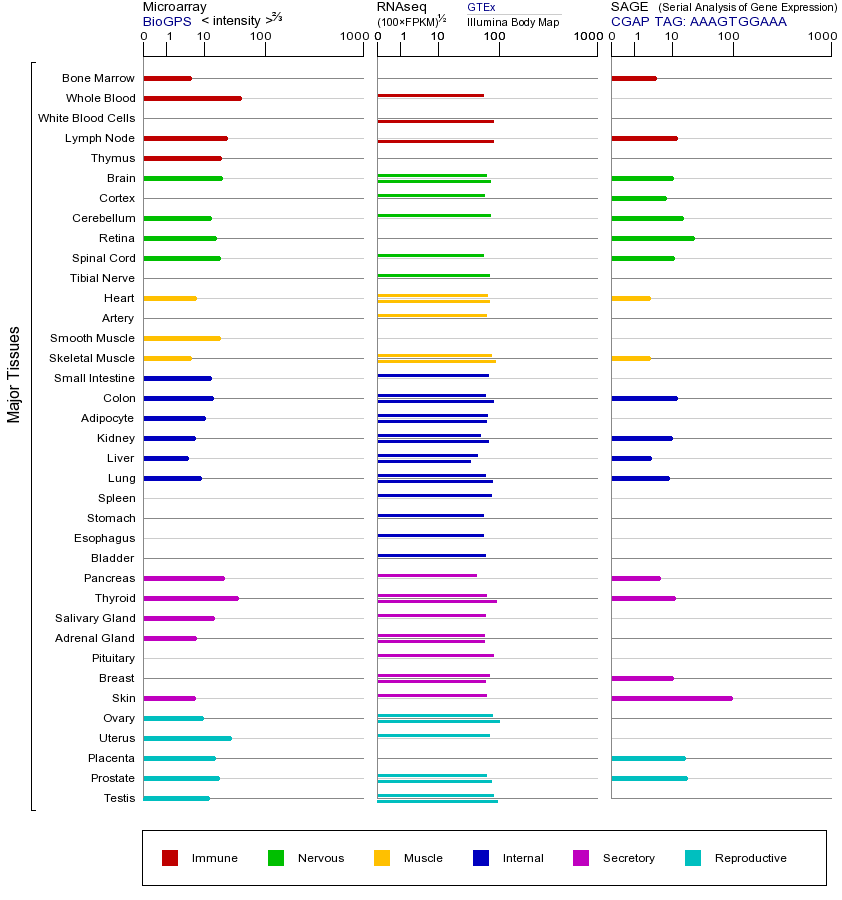 Gene expression across tissues